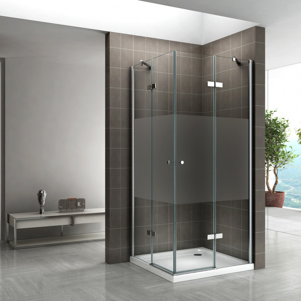 ALICE - Cabine de duche com portas articuladas em vidro temperado meio fosco