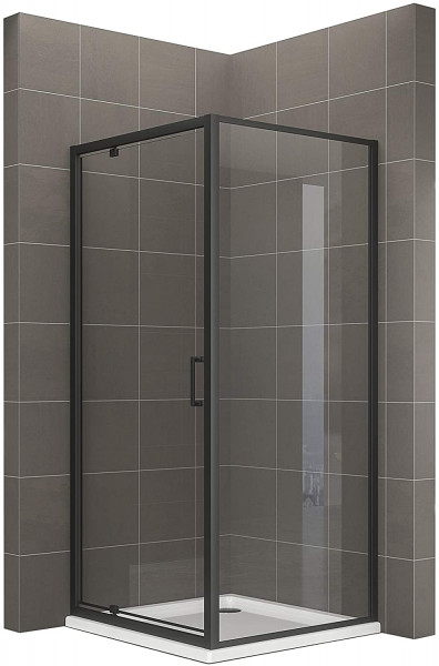 ISADORA - Cabine de duche de entrada frontal com portas articuladas em vidro temp. e perfis pretos