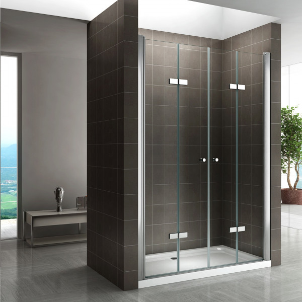 LENA - Frontal de duche com portas dobráveis em vidro temperado