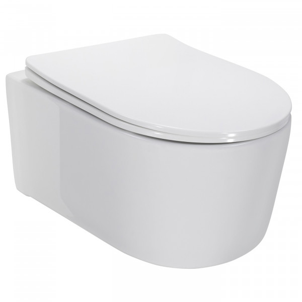 Toilette Haenge WC Spuelrandlos inkl. WC Sitz mit Absenkautomatik SOFTCLOSE + abnehmbar Adige