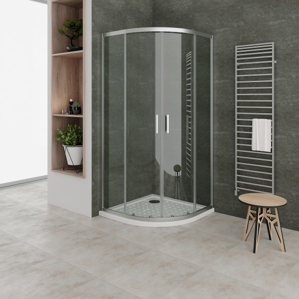 ELLA - Cabine de duche de quadrante em vidro transparente , portas deslizantes e perfis em aluminio