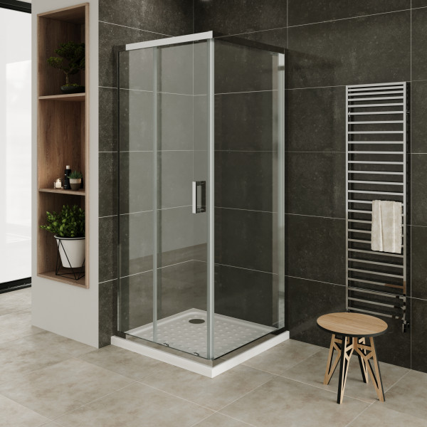 DORA - Frontal de duche com portas de correr em vidro temperado